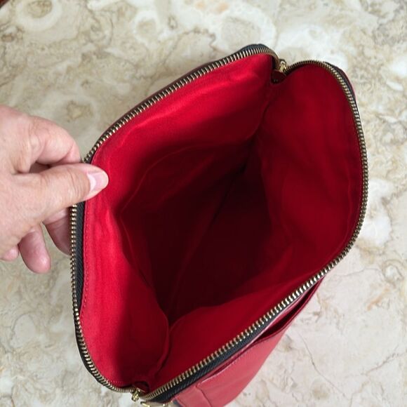 FOSSIL Preston Red Leather Expandable Crossbody Shoulder Bag - Picture 14 of 15